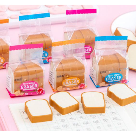 

WW 36 Isi4/6Pcs Penghapus Anak Sekolah Model Roti Bulat Segi Model Lucu Unik Penghapus Pensil