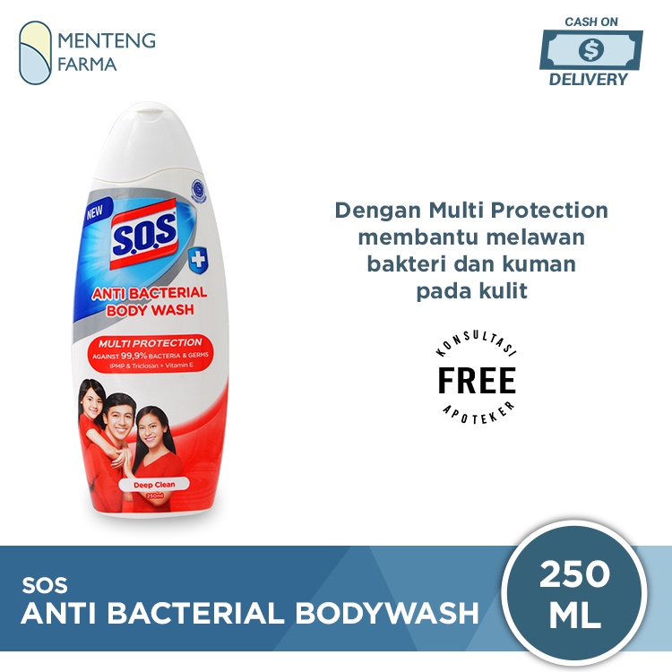 SOS Anti Bacterial Body Wash Deep Clean 250 mL - Sabun Mandi Cair Antibakteri