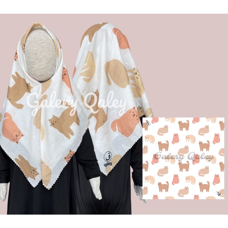 VOAL PRINTING ANAK INSTANT MOTIF KUCING / HIJAB INSTANT ANAK LUCU / KERUDUNG ANAK GAMBAR LUCU