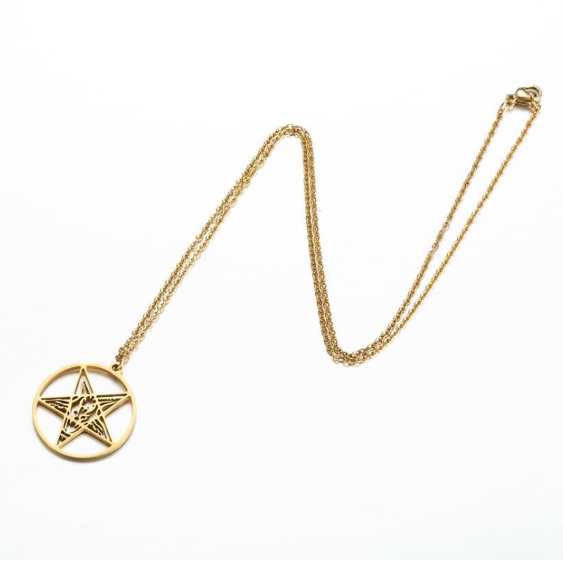 Kalung Liontin Bentuk Bintang Geometris Bahan stainless steel Gaya punk hip-hop