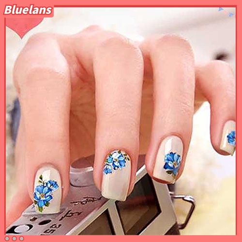 [Bayar Di Tempat][bluelans]30 Lembar Stiker Kuku Motif Bunga / Hati / Pita 3D untuk Manicure