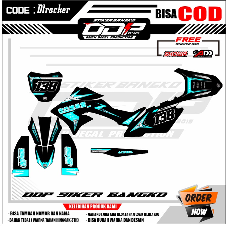 ⭐⭐⭐⭐⭐ VARIASI aksesoris stiker decal dtracker full body dekal striping kawasaki klx bf g sticker mot