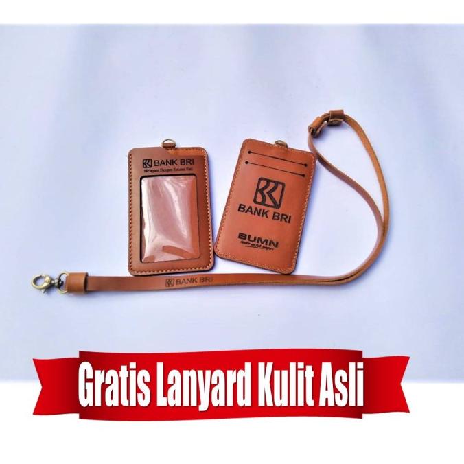 

Name Tag Id Card Holder Bank Bri Kulit Asli Bonus Tali Lanyard