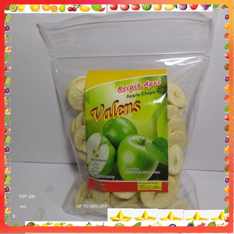

[Yunko] [Fresh] CEMILAN / KRIPIK / KERIPIK BUAH APEL VALLENS LEZAT, GURIH, NIKMAT 250 GRAM