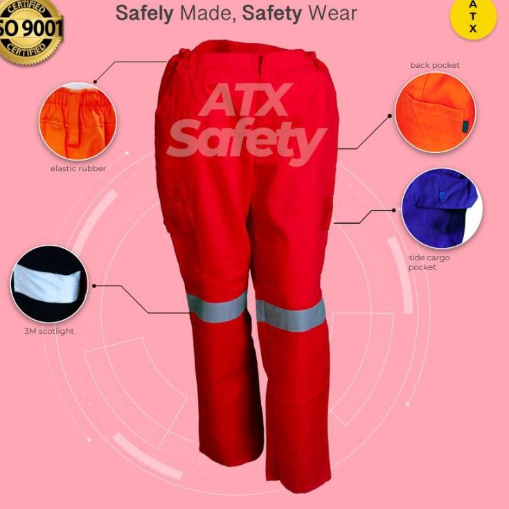 Restock--Wearpack Safety Werpak Kerja Hanya Celana Merk ATX warna Merah