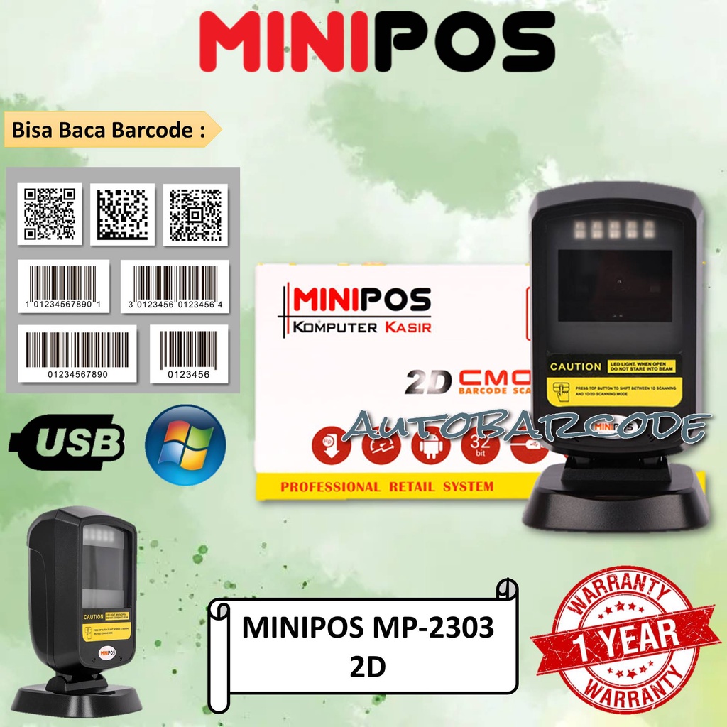 MINIPOS MP-2303 SCANNER BARCODE 1D 2D USB OMNI SCAN BARCODE QR CODE