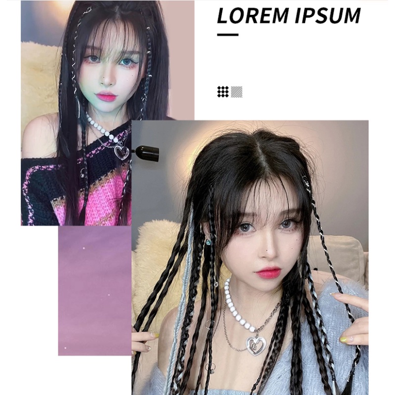 Papaozhu 2PCs Trendy Perak Bintang Hati Kupu-Kupu Pesona Rumbai Rantai Mengepang Rambut Ekstensi Potongan Y2K Gaya Warna-Warni Rambut Gimbal Wig Kepang Untuk Wanita Perempuan