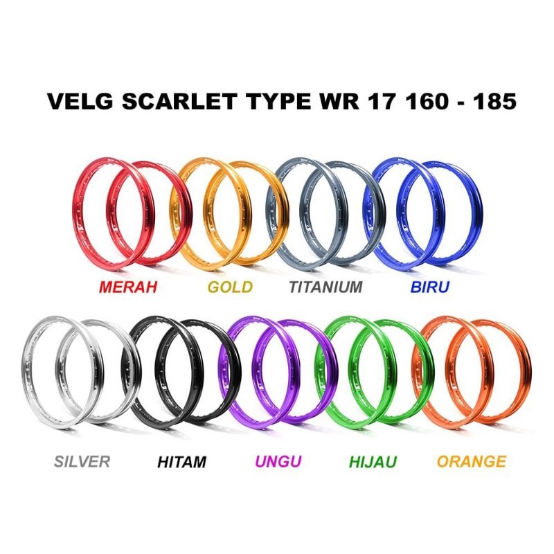 Velg Velek Lingkaran Set Scarlet Racing Type WR Ring 17 140 160 185 215 250 Universal
