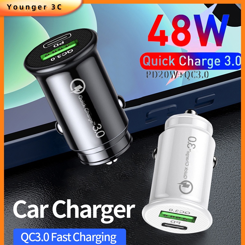 Soket Charger Mobil Dual USB Tipe C PD Fast Charging Untuk Android#Adapter Power Charger Mobil Untuk ios