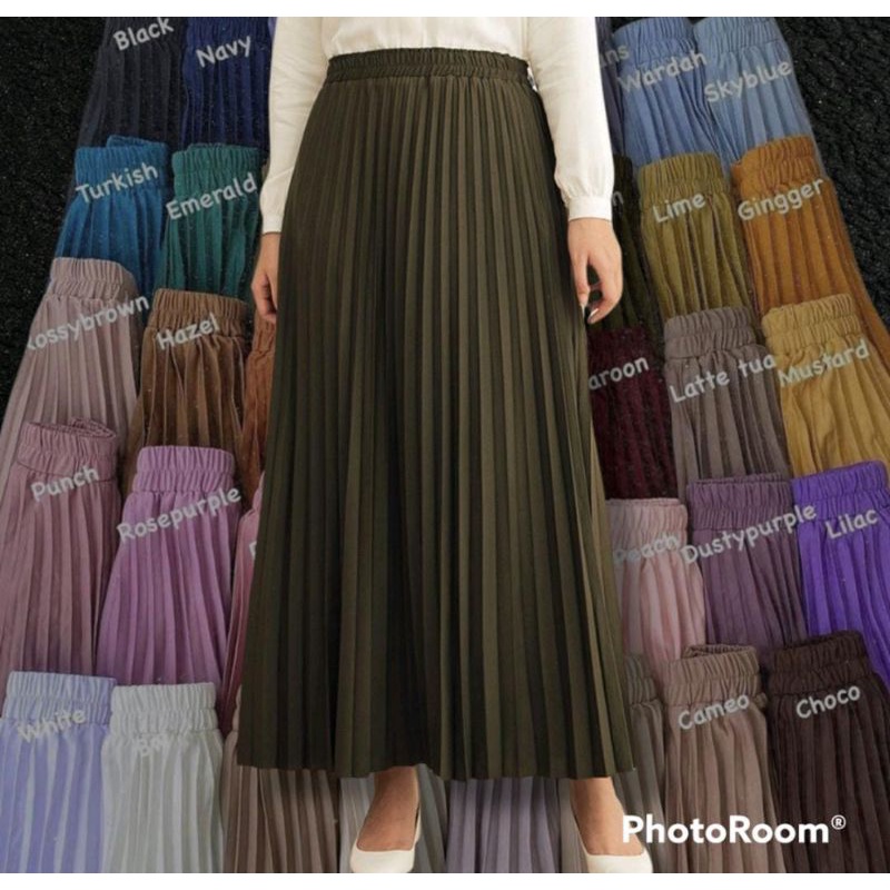 Rok plisket premium lokal bahan hyget tebal