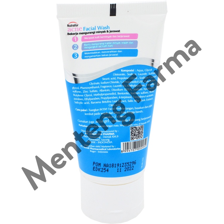 Nutrafor Acne Facial Wash 50 Gr - Formula Triple Acne Care Merawat Kulit Berminyak dan Berjerawat