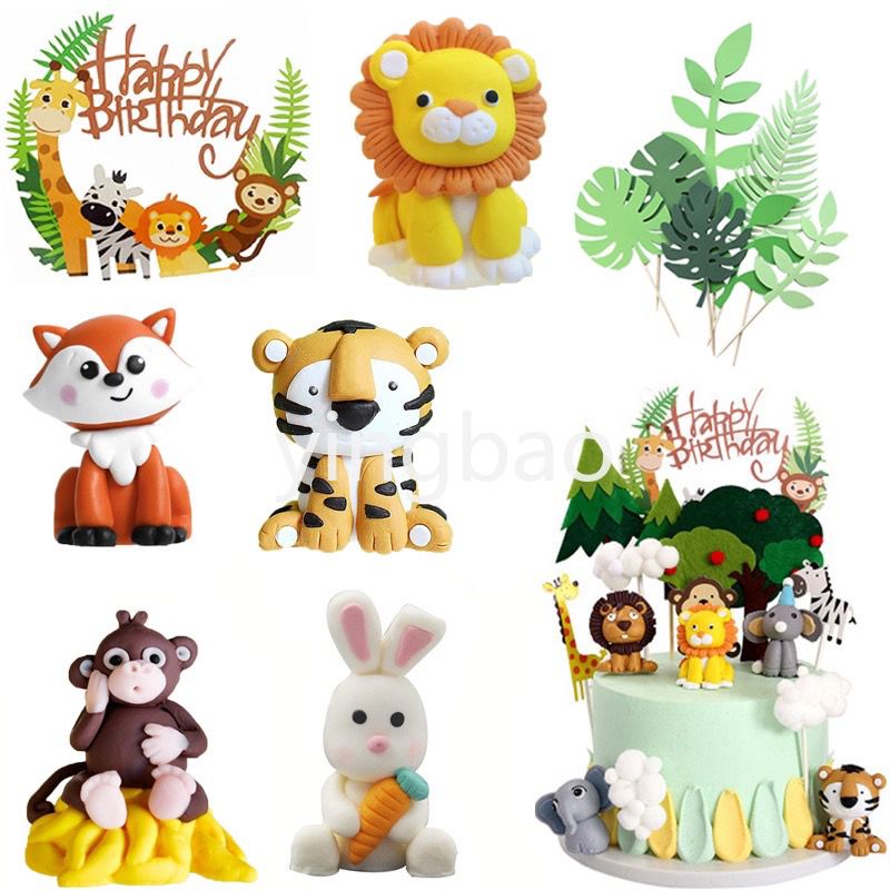Topper Hewan Topper Zoo Topper Kue Hewan Harimau Gajah Singa Jerapah Rubah Figure Binatang LIMIT