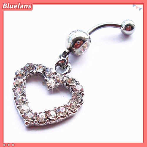 Anting Tindik Perut / Pusar Stainless Steel Model Hati Dengan Berlian Imitasi Untuk Wanita