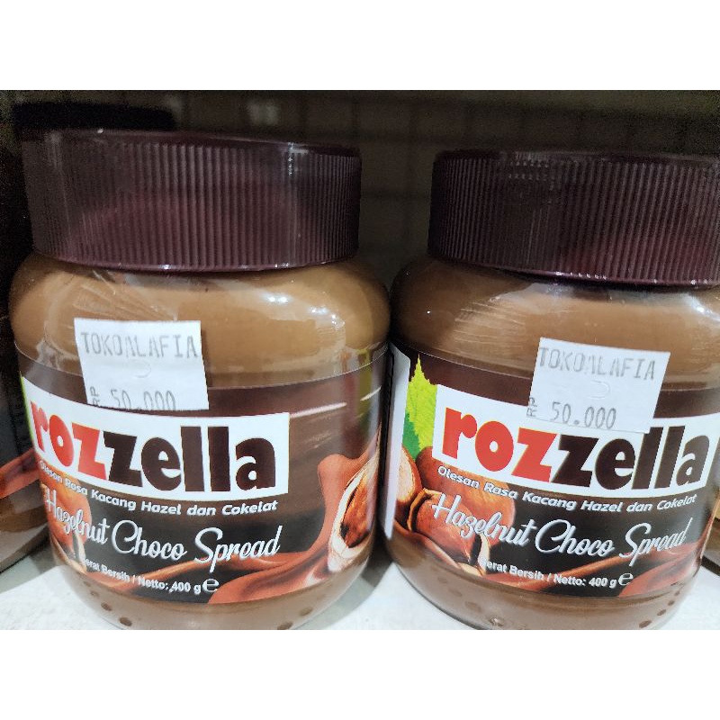 

Selai Olesan Rasa Kacang Hazel dan Cokelat Rozzella 400gram