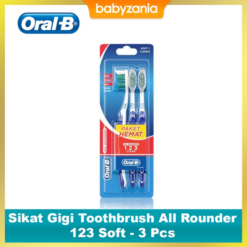 Oral-B Sikat Gigi Toothbrush All Rounder 123 Soft Isi 3 Pcs