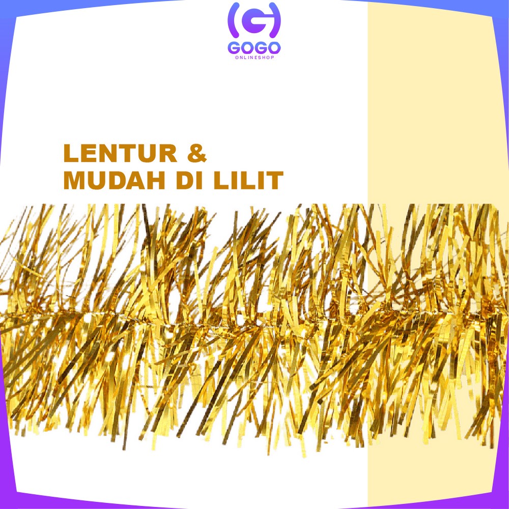 GOGO-C39-40 [2METER] Slinger Tinsel / Rumbai Hiasan Pohon Natal Aksesoris Dekorasi Rumah Ornamen Natal
