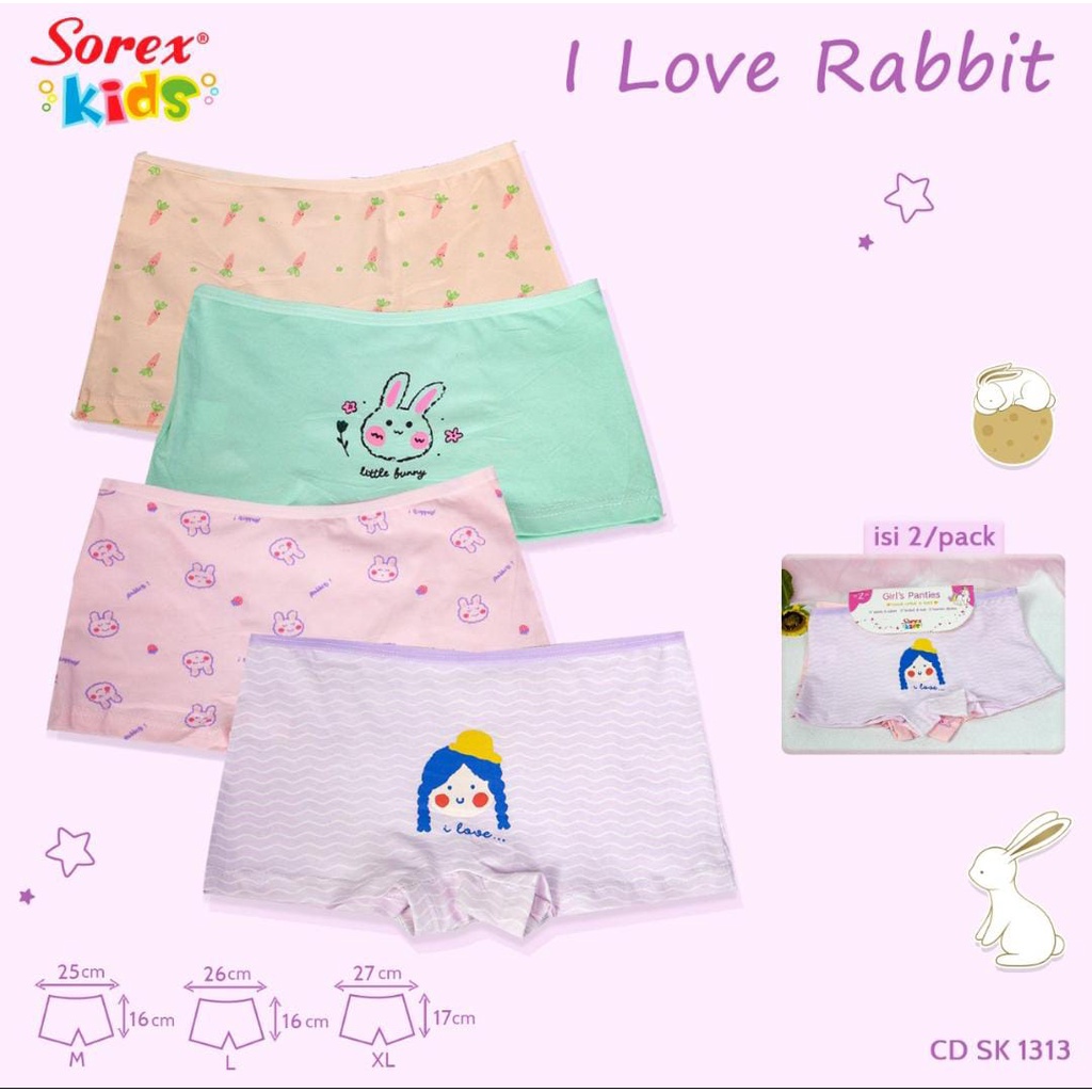 Sorex Kids Celana Dalam CD Boxer Anak Perempuan Isi 2 Pcs