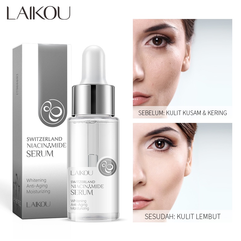 LAIKOU Serum Niacinamide Anti Penuaan Menghilangkan Kerutan Mengecilkan Pori-pori Memperbaiki 17ml
