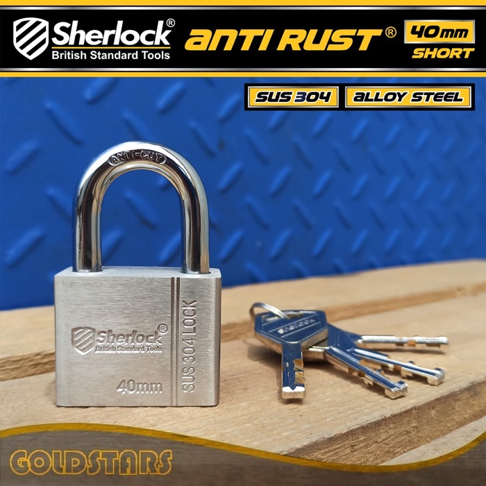 Gembok ANTI RUST 40 mm Pendek Sherlock Stainless Steel 304 anti karat