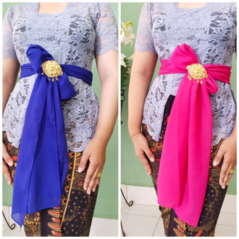 Syal Selendang Crepe Bali Polos Ornamen Kebaya Brukat & Kamen Bali