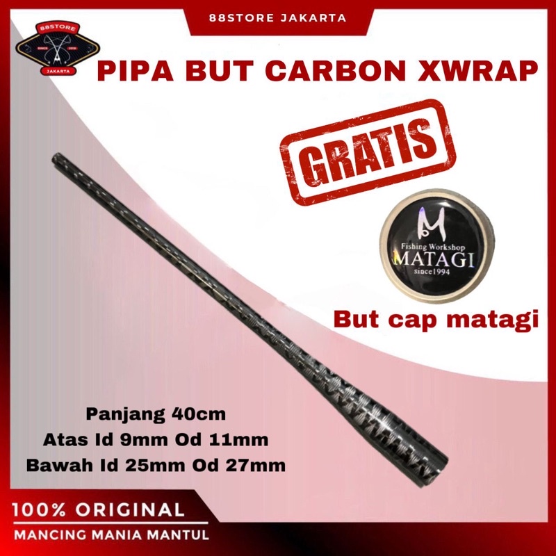 Pipa but carbon x wrap bawahan joran full carbon