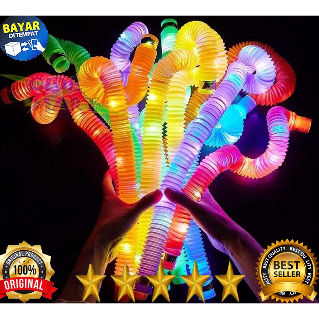 Mainan Viral CEV Light Up Pop Tubes Pop Pipes Mainan Lampu Stick Pipa Selang Fidget Toy