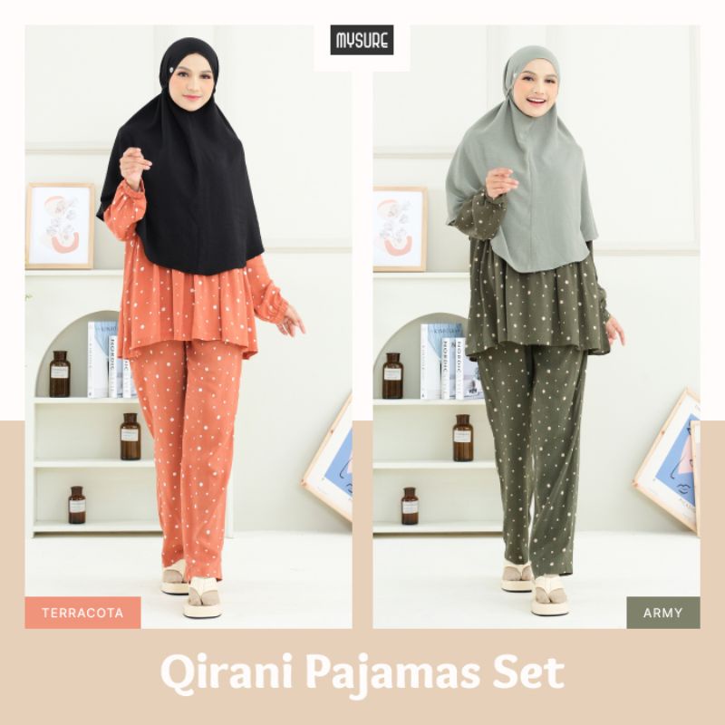one set pajamas rayon premium motif lembut adem nyaman dipakai Qirani brand by Mysure