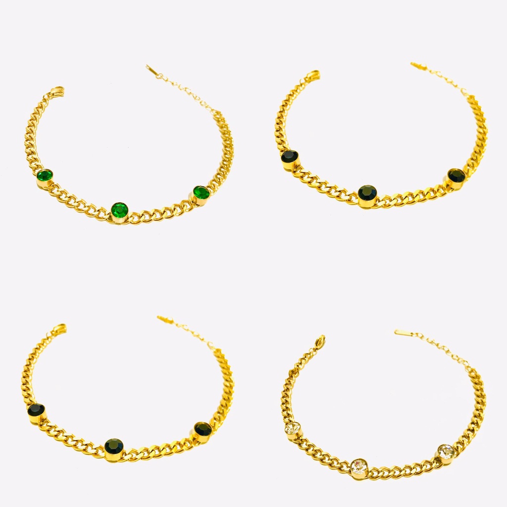 Gelang Rantai Titanium Wanita Lapis Emas Anti Karat GRT-135-21-AMK