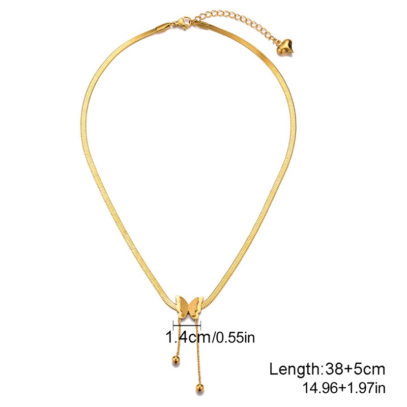 Fancyqube Kalung Rantai Choker Desain Kupu-Kupu Bahan Stainless Steel Gaya Vintage Untuk Wanita Charms