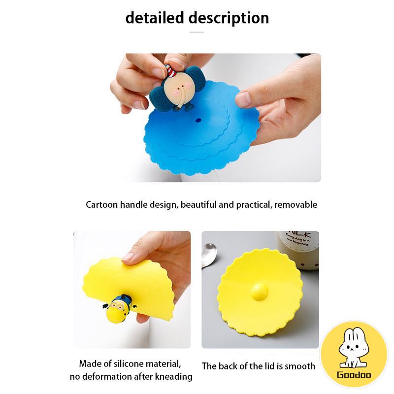 Tutup cangkir silikon Karakter Tutupan kebocoran keramik teh keramik cangkir air cangkir tutup mangkuk tertutup -Doo