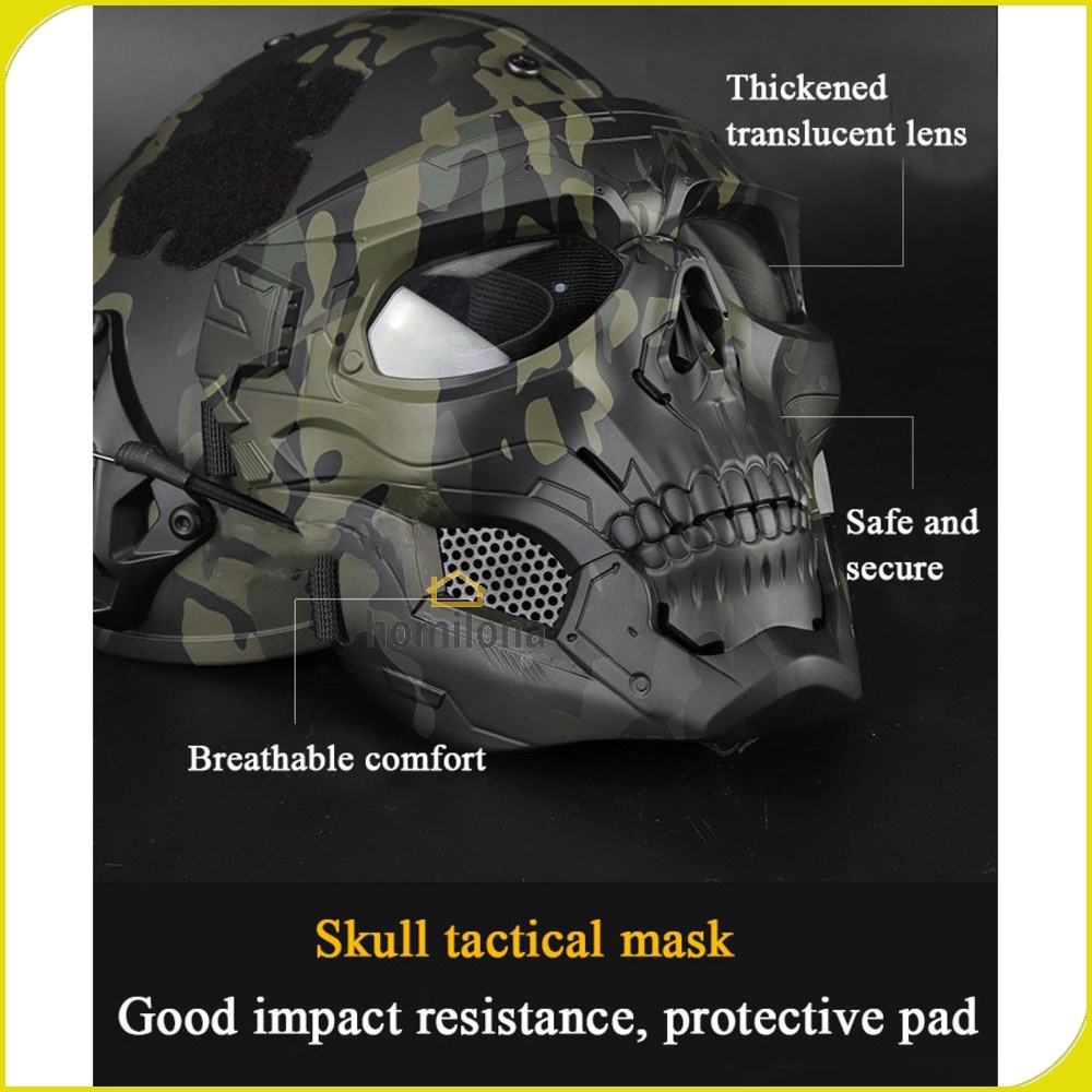 Masker Motor Topeng Airsoft Gun Paintball Full Face Model Tengkorak Skull WoSporT MA 110 Black