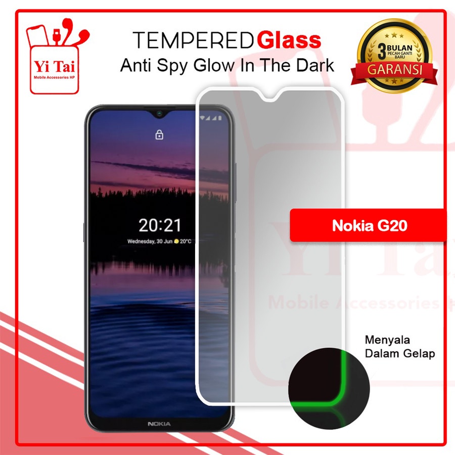 YI-TAI TEMPERED GLASS PREMIUM SPY GLOW IN THE DARK NOKIA 5.3 NOKIA G10 NOKIA G20 WHITE_CELL