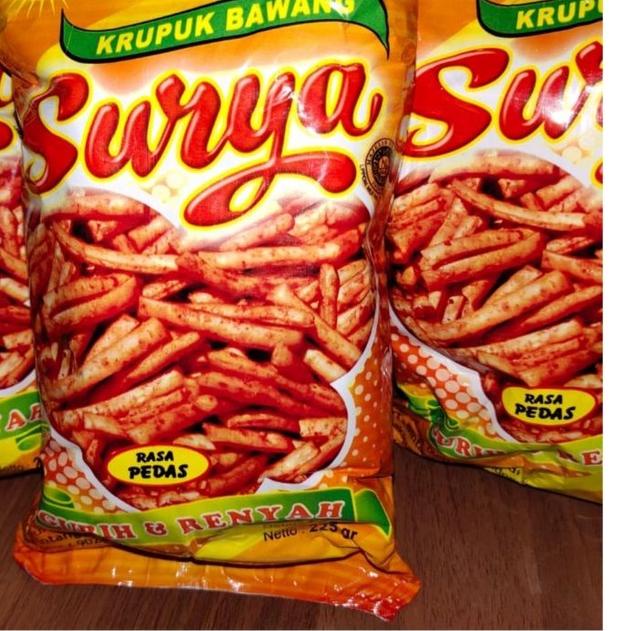 

Termurah dan terbaik kerupuk bawang Surya 225gr buruan