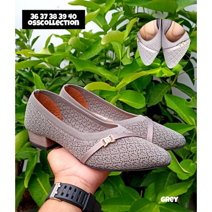 SEPATU HAK RAJUT IMPORT SOL KARET | PANTOFEL RAJUT SEPATU WANITA