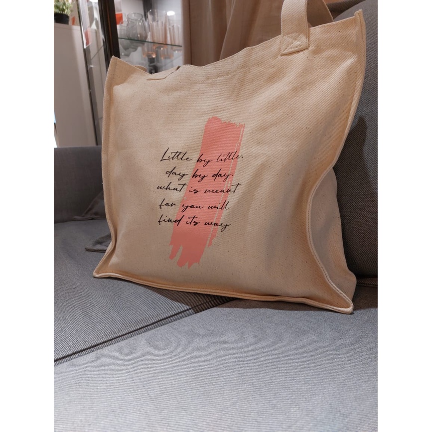 Tote Bag Kanvas Square Design Little by Little - Cocok untuk Sekolah, Kuliah, atau Kerja!