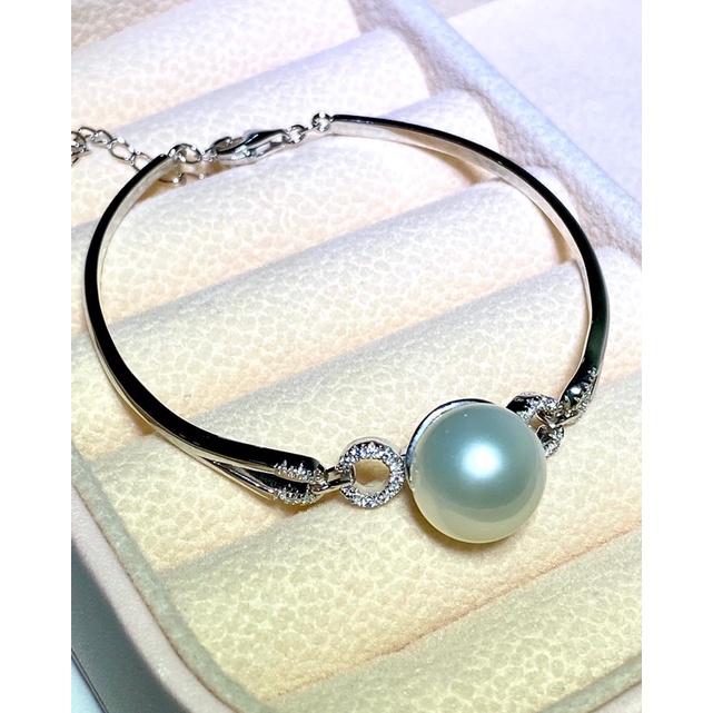 Gelang mutiara laut putih / bangle s925 emas putih / mutiara putih ,