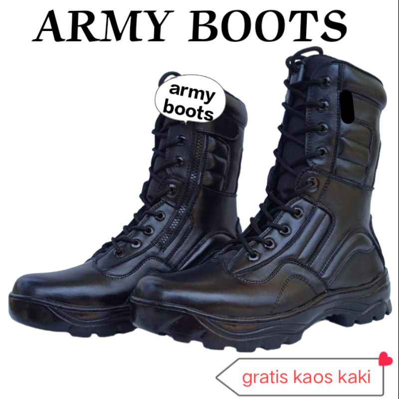 SEPATU PDL kulit hitam doff black hawk