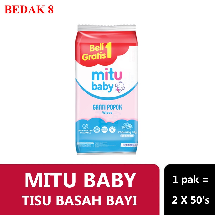 Mitu Baby Tisu Basah Bayi Ganti Popok  50's X 2/ But 1 Get 1