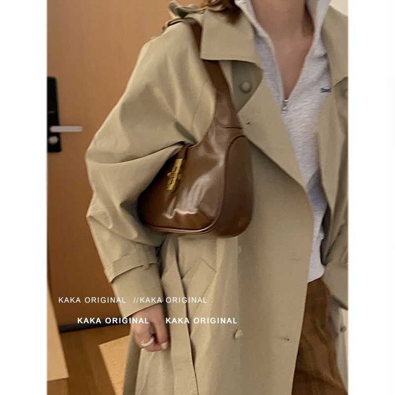 Suhao French niche tas ketiak wanita 2021 baru trendi fashion retro baguette all-match ins single shoulder messenger bag