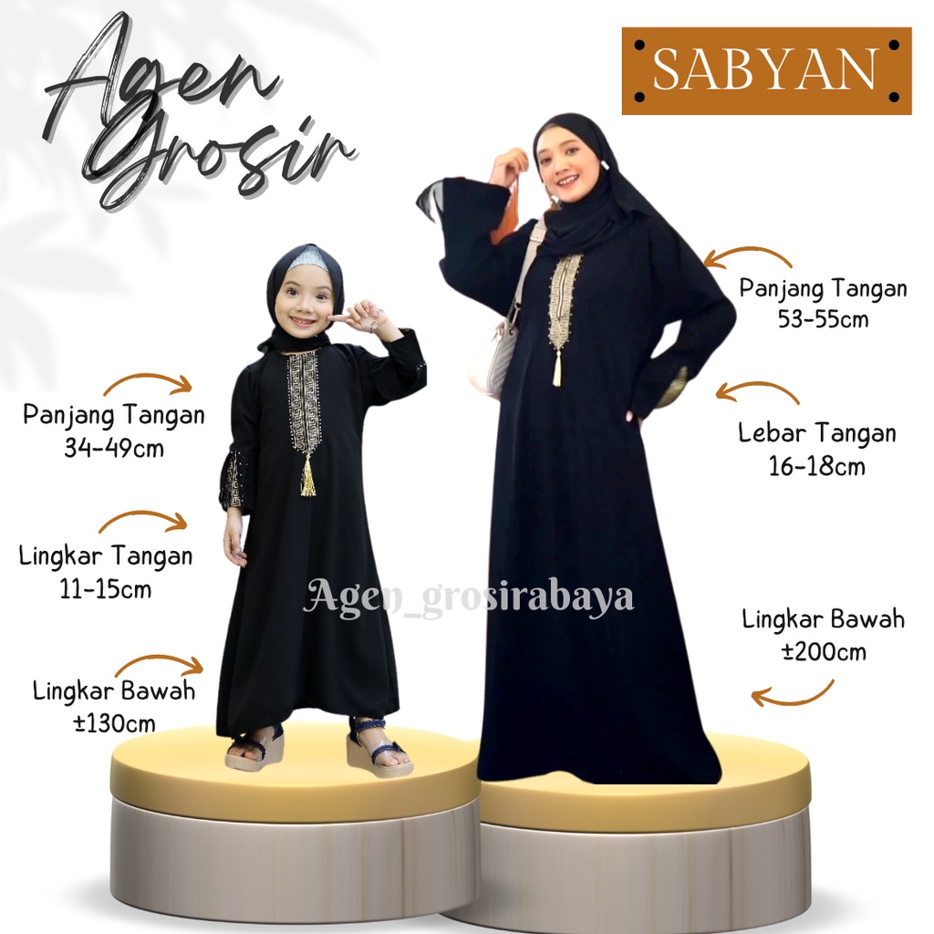Terlaris Abaya Gamis Sabyan Bonus Ciput Couple Ibu Dan Anak Abaya Hitam Murah Turkey Arab Dubai Wani