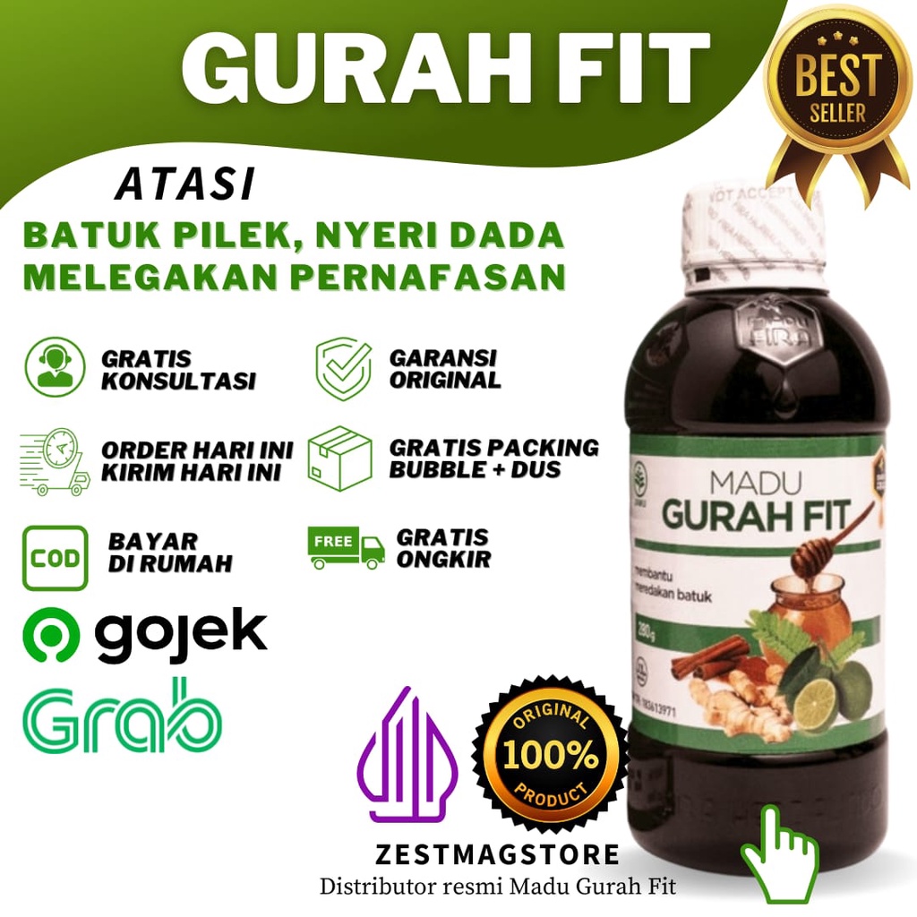 PAKET GOLD MADU GURAHFIT GURAH FIT ORI HERBAL ATASI BATUK PILEK HIDUNG TERSUMBAT NYERI DADA MEMBANTU MELEGAKAN PERNAFASAN