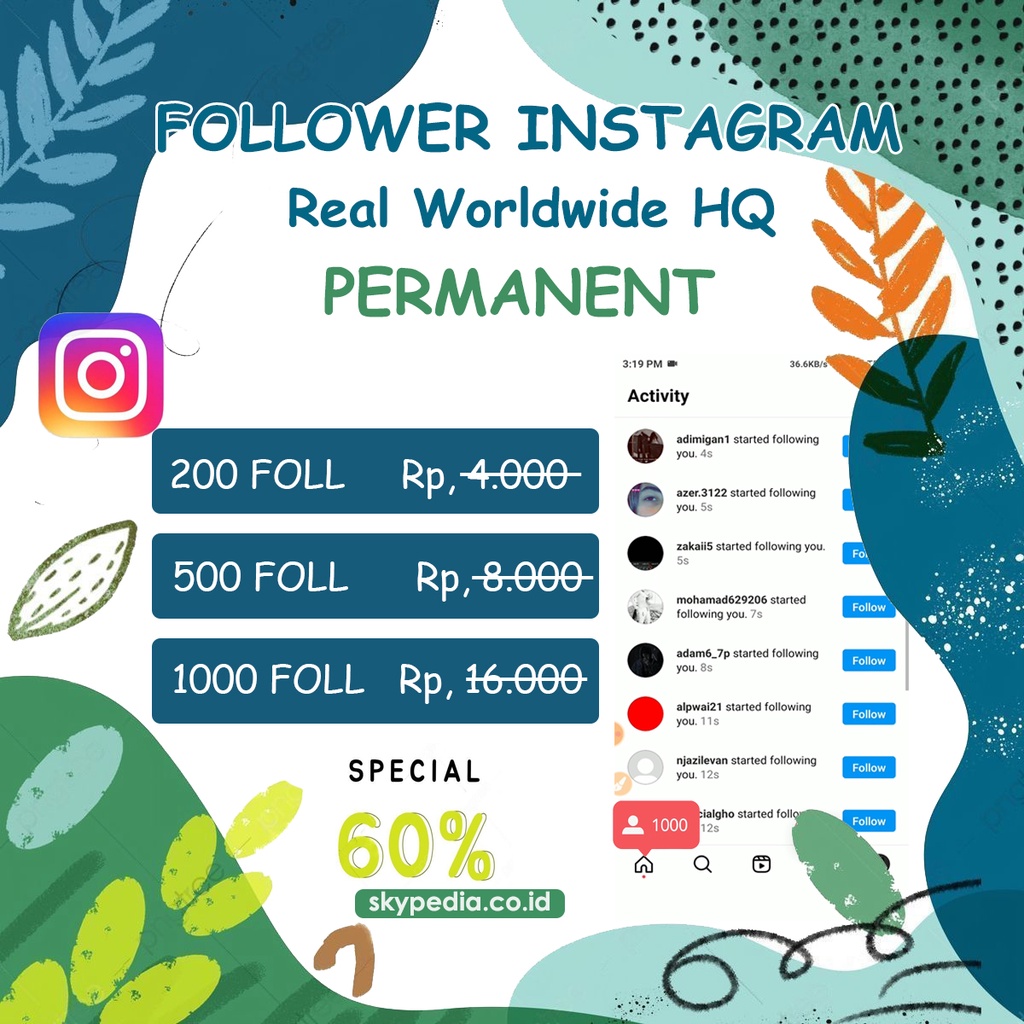 Jual FOLLOWERS IG HIGH QUALITY FOLLOWER WORLWIDE REAL AKTIF PROSES ...