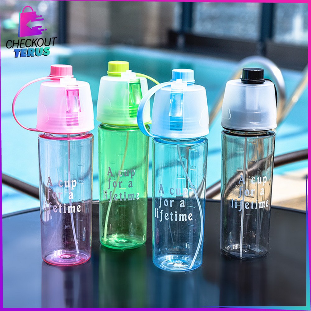 CT C730 Botol Minum Semprot 600ML Water Bottle Portable Botol Air Minum Sedotan Sprai Tumbler Sport Spray