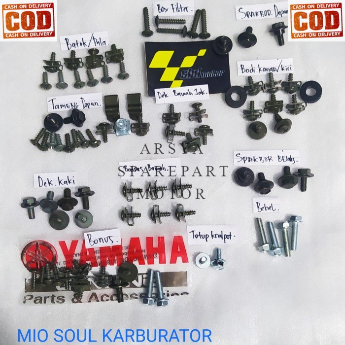 baut full set bodi / body yamaha mio soul /baut lengkap bodi mio soul karbu