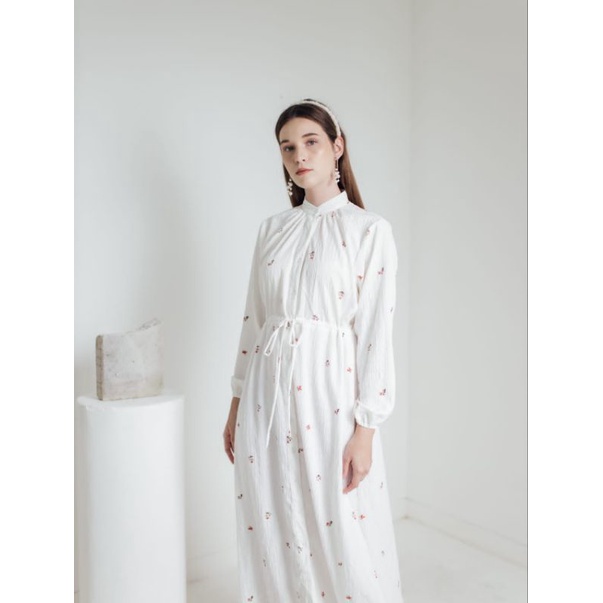 Mini Rose Long Dress Gamis / Long Dress Putih / Gamis Putih