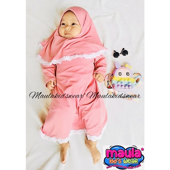 Gamis bayi newborn  - 12 bulan / Gamis anak perempuan  free jilbab murah / gamis SHIREN