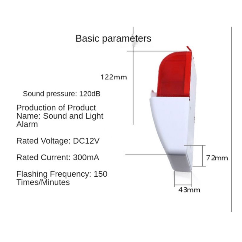 Alarm Sirene Strobe 103 12V Wired Ligth Fash Strobe Outdoor 12V Alarm Anti Maling