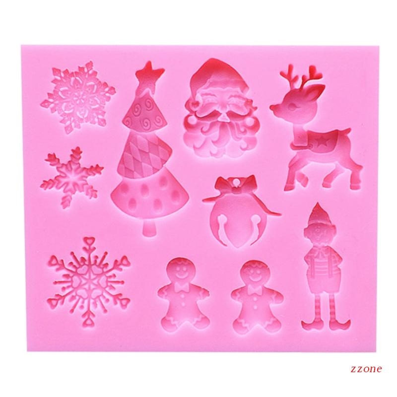 Cetakan Pemotong Kue Fondant Bahan Silikon Food Grade Bentuk Manusia Salju Natal