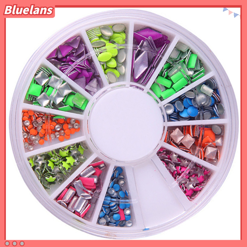 (In Stock) Kacamata Hitam Lensa Warna Warni ♡Rivet Stud Bentuk Bulatsegitigabintangkotak 6 Warna Neon Untuk Dekorasi Nail Art DIY