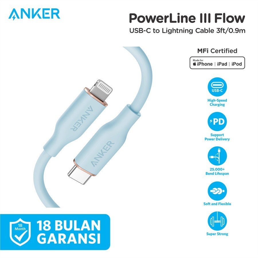 Anker Powerline III Flow USB-C to Lightning 0,9M 3FT Data Cable A8662